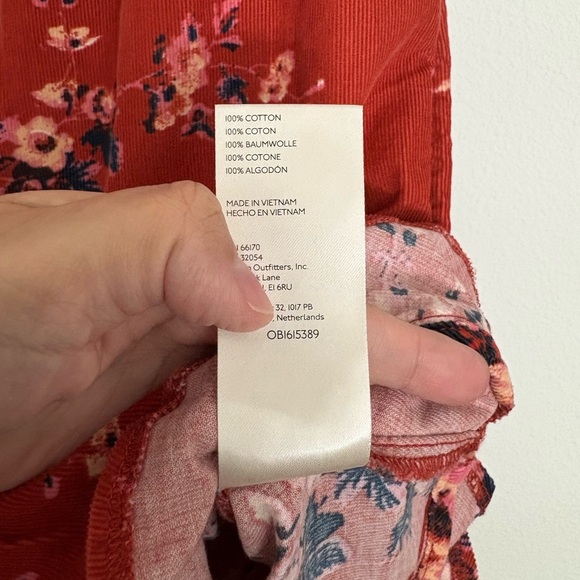 Free People oversized cotton corduroy earthy floral babydoll dress size S - Picture 7 of 7